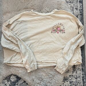 Billabong cream cropped long sleeve tee